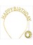 Altın Gold Renk Kristal Taşlı Parlak Happy Birthday Taç 1