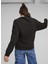 67788601 Her Crew Tr Siyah Kadın Kapüşon Yaka Regular Fit Sweatshirt 5