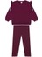 Beyaz Fırfırlı Bordo Triko Sweatshirt Tayt Takım 1