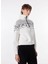 Kırık Beyaz Kadın Dik Yaka Loose Fit Baskılı Sweatshirt D3WL-SWT14 3