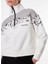 Kırık Beyaz Kadın Dik Yaka Loose Fit Baskılı Sweatshirt D3WL-SWT14 4