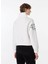Kırık Beyaz Kadın Dik Yaka Loose Fit Baskılı Sweatshirt D3WL-SWT14 5