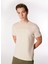 Bej Erkek Bisiklet Yaka Relaxed Fit Baskılı Pamuk T-Shirt J4WM-TST7216 1