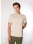 Bej Erkek Bisiklet Yaka Relaxed Fit Baskılı Pamuk T-Shirt J4WM-TST7216 3