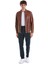 Bej Slim Fit 100% Deri Hakim Yaka Çift Taraflı Deri-Süet Mont 2