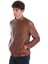 Bej Slim Fit 100% Deri Hakim Yaka Çift Taraflı Deri-Süet Mont 4