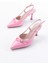 İNF-2300 Pembe Rugan Günlük Arkası Açık Fiyonklu Topuklu Bayan Ayakkabı 3