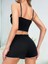 Kadın Siyah Fitilli Askılı Şortlu Pijama Takım 6659 4
