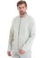 Bej Slim Fit Çizgili Dik Yaka Basic Mevsimlik Mont 4
