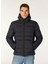 Lacivert Erkek Kapüşon Yaka Standart Fit Blok Desenli Puffer Mont C4WM-MNT4035 6