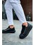 J021 Favo Ortopedik Taban Günlük Cilt Erkek Sneaker Spor Ayakkabı Cst Siyah 4