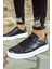 J017 Pyramid Ortopedik Taban Günlük Cilt Erkek Sneaker Spor Ayakkabı Cbt Siyah 1