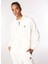 Kırık Beyaz Kadın Kapüşon Relaxed Düz Sweatmont D4WL-SWT3093 4