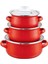 Mini Emaye Tencere Seti 3'lü, 12/14/16 Cm, Canlı Kırmızı Renk 1
