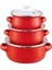 Mini Emaye Tencere Seti 3'lü, 12/14/16 Cm, Canlı Kırmızı Renk 2