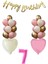 7 Yaş Pembe Kız Çocuk Doğum Günü Konsepti 16INÇ Pembe Rakam Happy Birthday Bannerlı Set 1