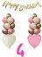 4 Yaş Pembe Kız Çocuk Doğum Günü Konsepti 16INÇ Pembe Rakam Happy Birthday Bannerlı Set 1