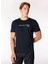 Lacivert Erkek Bisiklet Yaka Relaxed Fit Baskılı Pamuk T-Shirt J4WM-TST7217 1