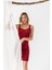Devore Transparan Babydoll String Takım Bordo (31842) 2