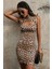 Marsilyan- Kadın Leopar Desenli Cut-Out Detaylı Dekolteli Kolsuz Şık Gecelik 5