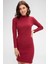 Marsilyan- Kadın Bordo Kaşkorse Balıkçı Yaka Uzun Kollu Bodycon Mini Elbise 1