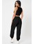 Marsilyan- Kadın Siyah Kaşkorse Cepli Jogger Eşofman Altı ve Crop Top Bluz 2