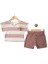 Kız Bebek Şortlu Takım 2'li & Çizgi Desenli Pembe Tişört & Şort Takım 1