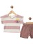Kız Bebek Şortlu Takım 2'li & Çizgi Desenli Pembe Tişört & Şort Takım 2