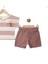 Kız Bebek Şortlu Takım 2'li & Çizgi Desenli Pembe Tişört & Şort Takım 3