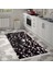Kaymaz Dijital Mutfak & Salon Halı Yıldız Deri Saçaklı Geometrik E5009 Siyah 5