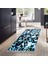 Kaymaz Dijital Mutfak & Salon Halı Yıldız Deri Saçaklı Geometrik E5012 Mavi 5
