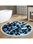 Kaymaz Dijital Mutfak & Salon Halı Trend Saçaklı Yuvarlak Geometrik E5012 Mavi 6