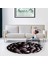 Kaymaz Dijital Mutfak & Salon Halı Trend Saçaklı Yuvarlak Geometrik E5009 Siyah 1