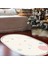 Kaymaz Dijital Mutfak & Salon Halı Trend Saçaklı Oval Geometrik E5015 Beyaz 1