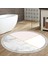 Kaymaz Dijital Mutfak & Salon Halı Yıldız Deri Saçaklı Yuvarlak Geometrik E5008 Beyaz 6