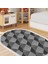 Kaymaz Dijital Mutfak & Salon Halı Trend Saçaklı Oval Geometrik E5010 Gri 7