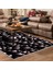 Kaymaz Dijital Mutfak & Salon Halı Yıldız Deri Geometrik E5009 Siyah 1