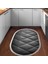 Kaymaz Dijital Mutfak & Salon Halı Yıldız Deri Saçaklı Oval Geometrik E5013 Siyah 5