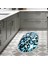 Kaymaz Dijital Mutfak & Salon Halı Yıldız Deri Saçaklı Oval Geometrik E5012 Mavi 5