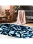 Kaymaz Dijital Mutfak & Salon Halı Yıldız Deri Saçaklı Oval Geometrik E5012 Mavi 7