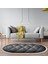 Kaymaz Dijital Mutfak & Salon Halı Star Pamuk Saçaklı Oval Geometrik E5013 Siyah 1