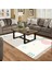Kaymaz Dijital Mutfak & Salon Halı Trend Saçaklı Geometrik E5015 Beyaz 1