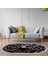 Kaymaz Dijital Mutfak & Salon Halı Yıldız Deri Saçaklı Oval Geometrik E5009 Siyah 1