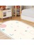 Kaymaz Dijital Mutfak & Salon Halı Trend Saçaklı Oval Geometrik E5015 Beyaz 7
