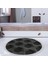 Kaymaz Dijital Mutfak & Salon Halı Yıldız Deri Saçaklı Yuvarlak Geometrik E5016 Siyah 8