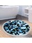 Kaymaz Dijital Mutfak & Salon Halı Yıldız Deri Saçaklı Yuvarlak Geometrik E5012 Mavi 6