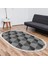 Kaymaz Dijital Mutfak & Salon Halı Star Pamuk Saçaklı Oval Geometrik E5010 Gri 1