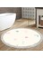 Kaymaz Dijital Mutfak & Salon Halı Star Pamuk Saçaklı Yuvarlak Geometrik E5015 Beyaz 6