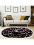 Kaymaz Dijital Mutfak & Salon Halı Trend Saçaklı Oval Geometrik E5009 Siyah 1