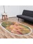Kaymaz Dijital Mutfak & Salon Halı Trend Saçaklı Oval Geometrik E5014 Renkli 1